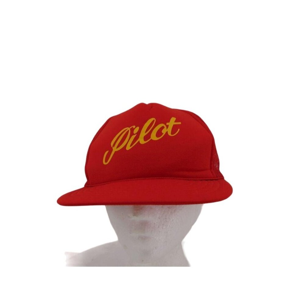 Vintage 80s K Studio Pocket Cap Trucker Hat Pilot Red Snapback Mesh Foam NOS New - Picture 13 of 13